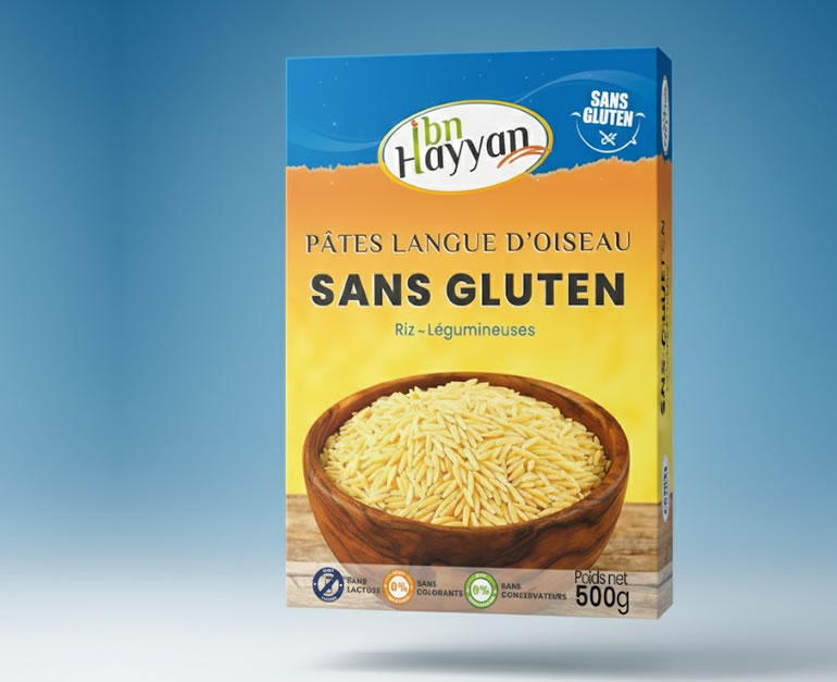 Pâtes langue d’oiseau Sans Gluten (500gr) chroba tunisie